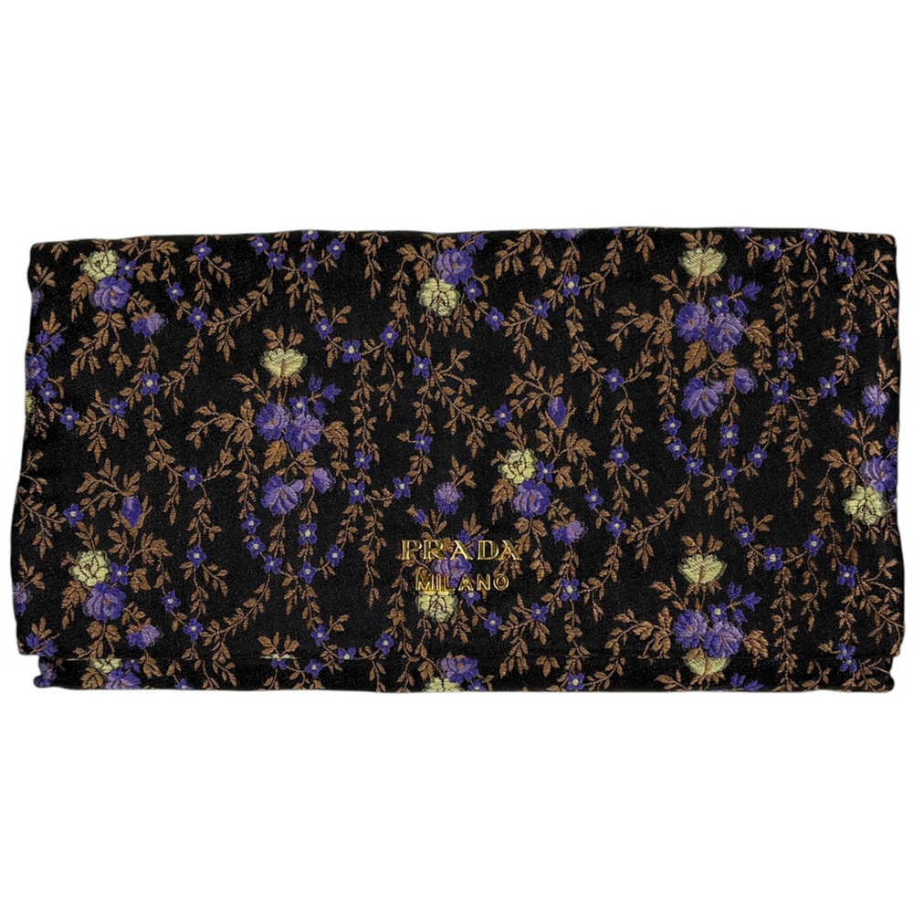 Prada PRADA Long Wallet Floral Fabric Nero (Black) 1MS001 Women's
